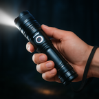 Torcia LED ricaricabile con zoom e corpo in alluminio
