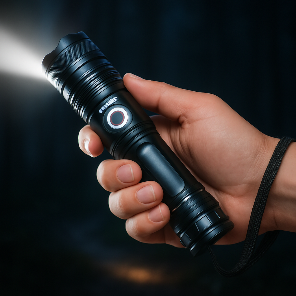 Torcia LED ricaricabile con zoom e corpo in alluminio