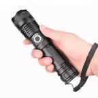 Torcia LED ricaricabile con zoom e corpo in alluminio