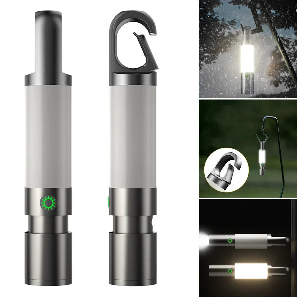 Torcia LED ricaricabile USB-C con filtri colorati per campeggio ed emergenze