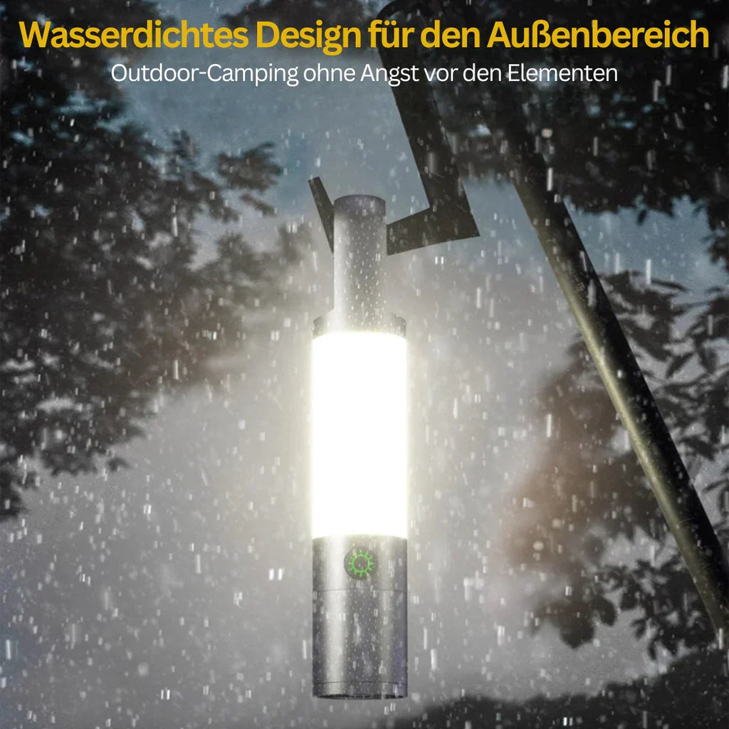 Torcia LED ricaricabile USB-C con filtri colorati per campeggio ed emergenze