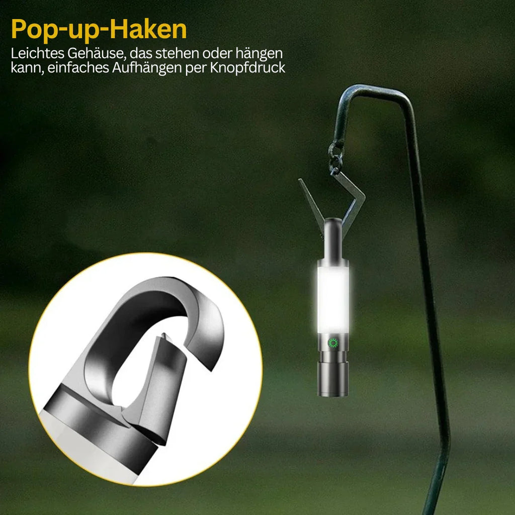 Torcia LED ricaricabile USB-C con filtri colorati per campeggio ed emergenze