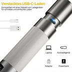 Torcia LED ricaricabile USB-C con filtri colorati per campeggio ed emergenze