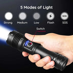 Torcia LED ricaricabile USB ultra potente