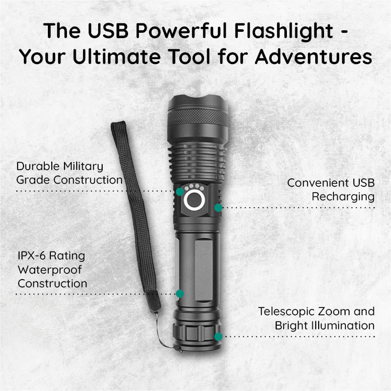 Torcia LED ricaricabile USB ultra potente