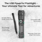 Torcia LED ricaricabile USB ultra potente