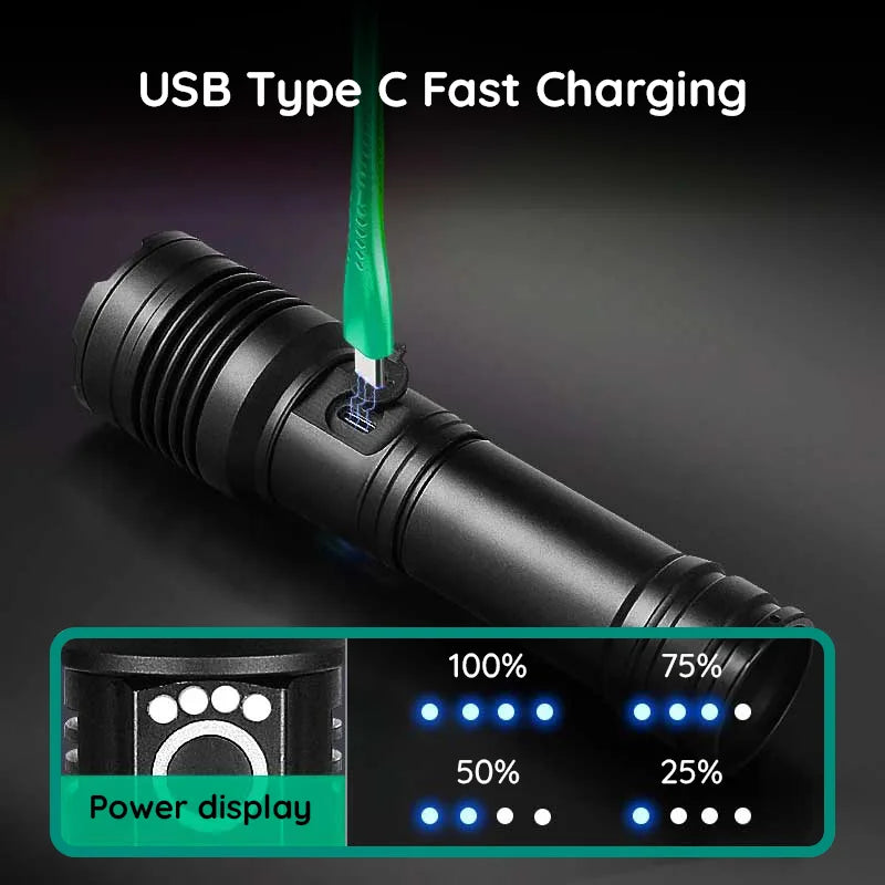Torcia LED ricaricabile USB ultra potente