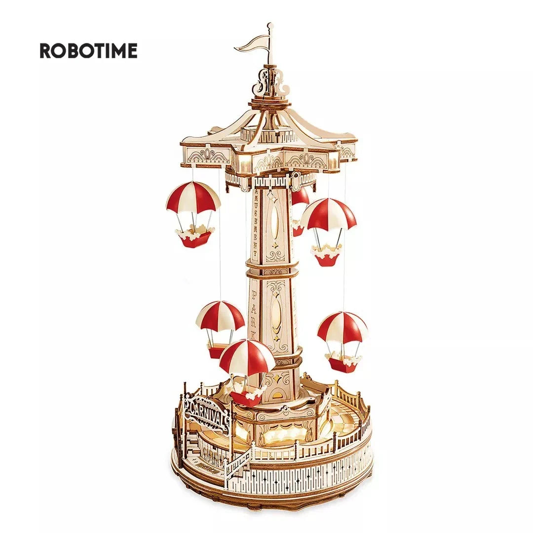 Torre paracadute ROKR – carillon musicale 3D in legno con movimento e luce