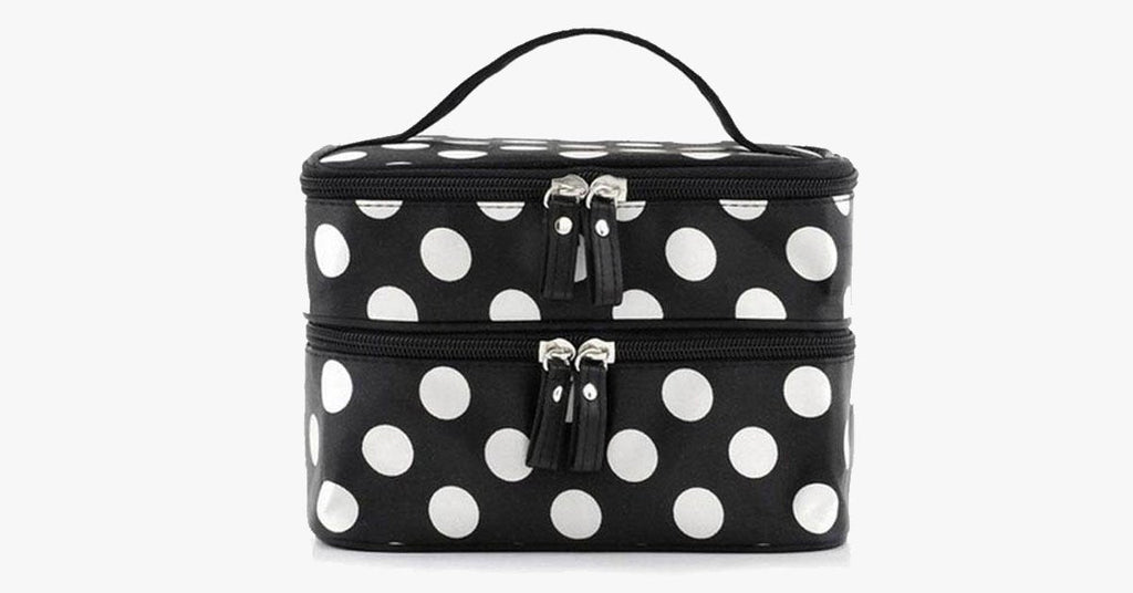 Trousse a pois con doppia zip
