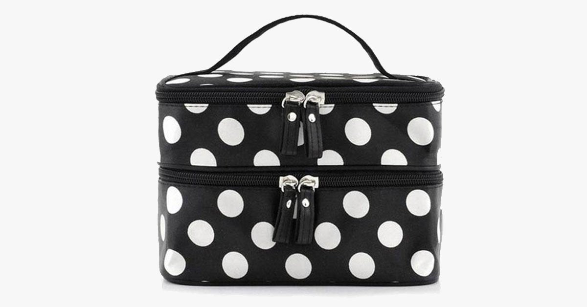 Trousse a pois con doppia zip
