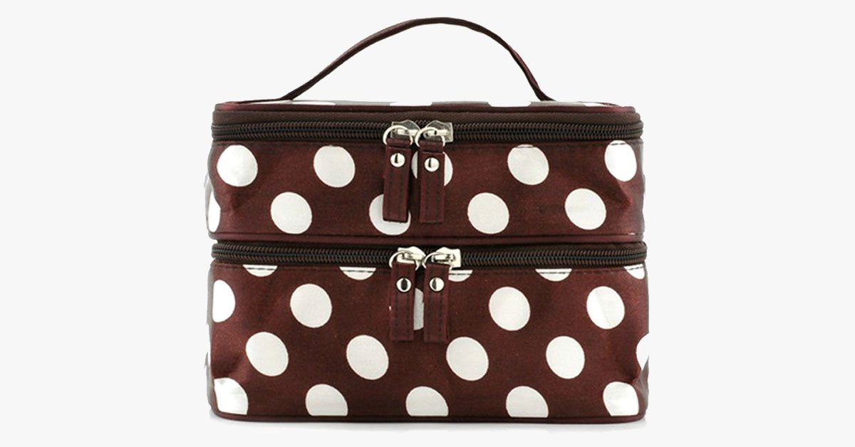 Trousse a pois con doppia zip