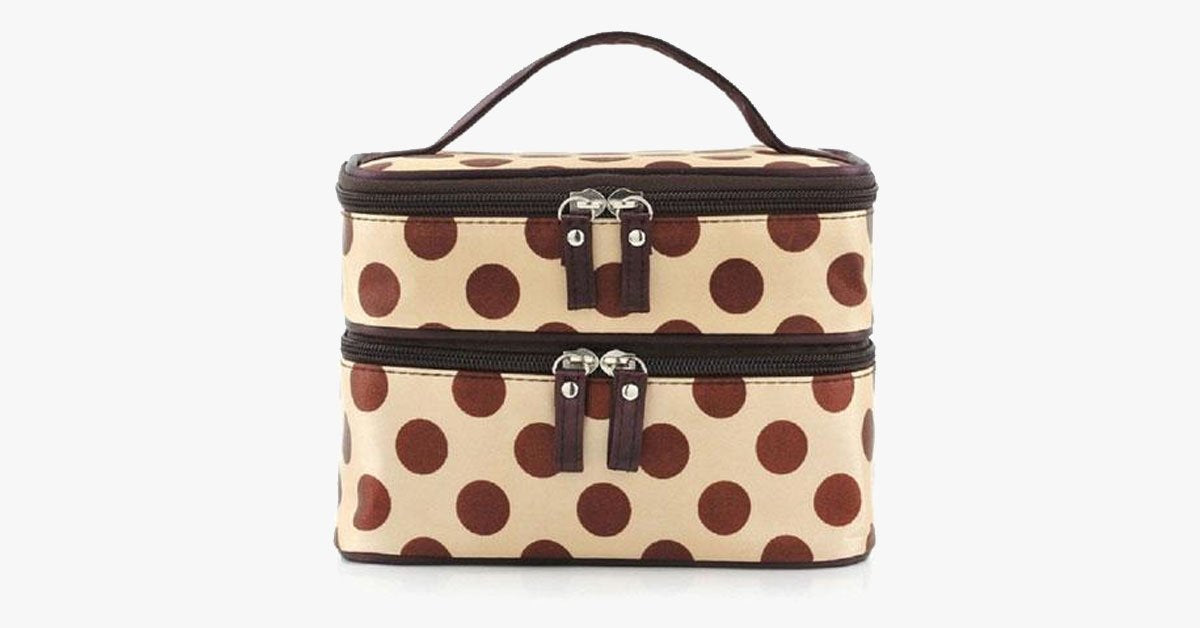Trousse a pois con doppia zip