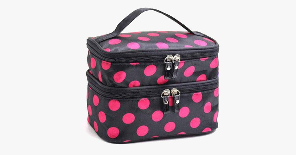 Trousse a pois con doppia zip