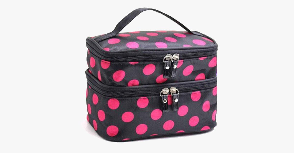 Trousse a pois con doppia zip