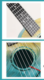 Ukulele artistico con motivo a onde