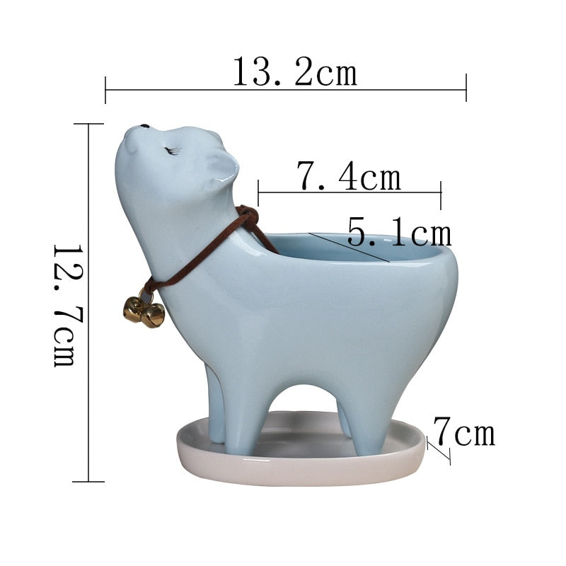Vaso in ceramica a forma di gatto che si alza