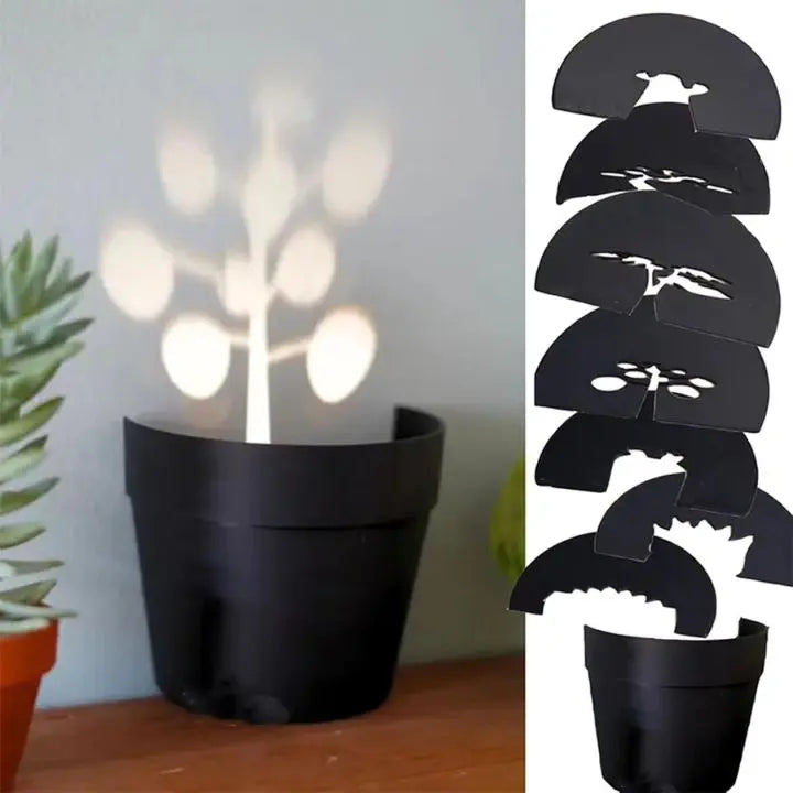 Vaso con proiezione luminosa a parete – 7 sagome di piante intercambiabili