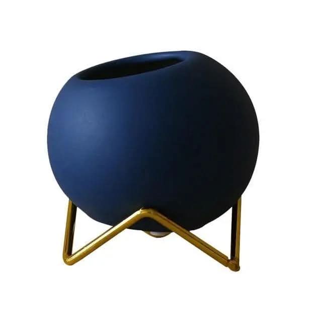 Vaso in ceramica con supporto in metallo – colori vivaci