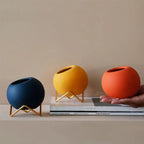Vaso in ceramica con supporto in metallo – colori vivaci