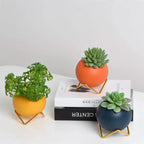 Vaso in ceramica con supporto in metallo – colori vivaci