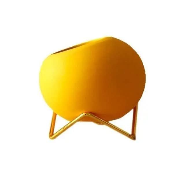 Vaso in ceramica con supporto in metallo – colori vivaci
