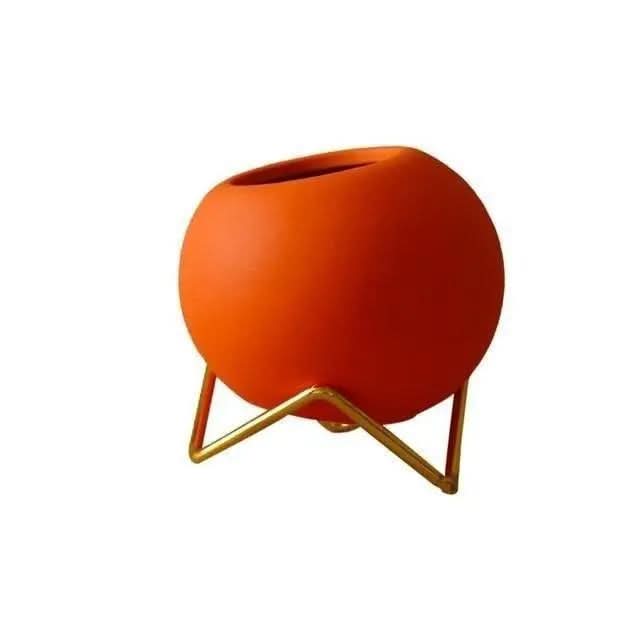 Vaso in ceramica con supporto in metallo – colori vivaci