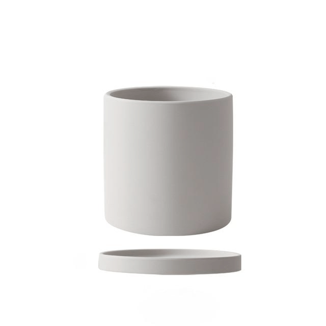Vaso per piante in ceramica smaltata opaca con foro di drenaggio e sottovaso