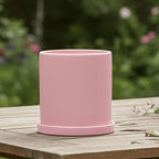 Vaso per piante in ceramica smaltata opaca con foro di drenaggio e sottovaso