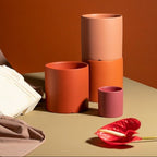 Vaso per piante in ceramica smaltata opaca con foro di drenaggio e sottovaso