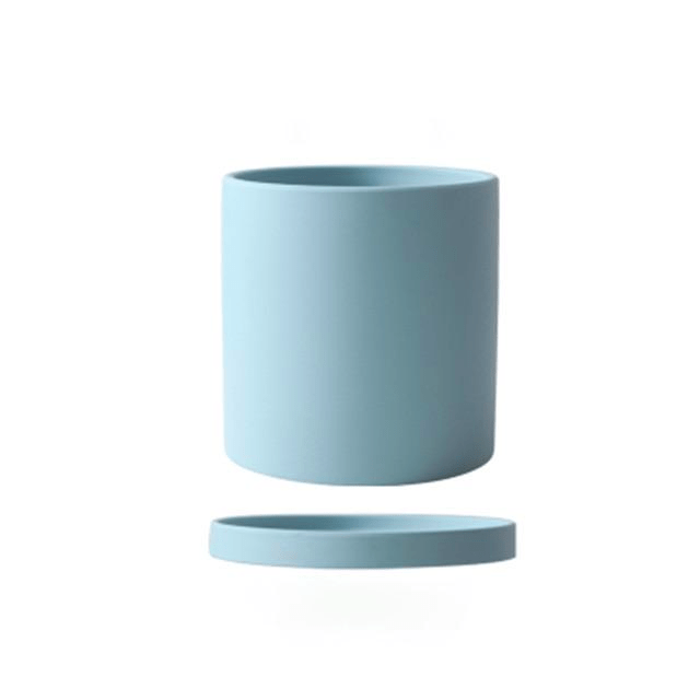 Vaso per piante in ceramica smaltata opaca con foro di drenaggio e sottovaso
