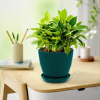 Vaso per piante con struttura scanalata e sottovaso – Vaso in plastica resistente