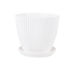 Vaso per piante con struttura scanalata e sottovaso – Vaso in plastica resistente