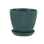 Vaso per piante con struttura scanalata e sottovaso – Vaso in plastica resistente