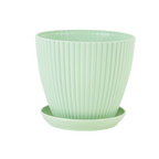 Vaso per piante con struttura scanalata e sottovaso – Vaso in plastica resistente