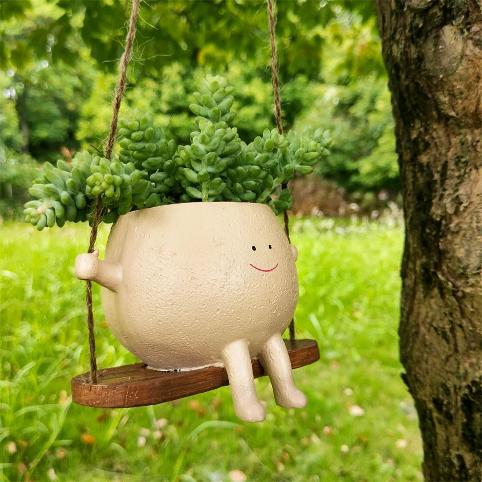 Vaso portapiante a testa oscillante in resina per piante da interno ed esterno
