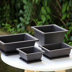 Vaso rettangolare con sottovaso per piante da giardino e balcone