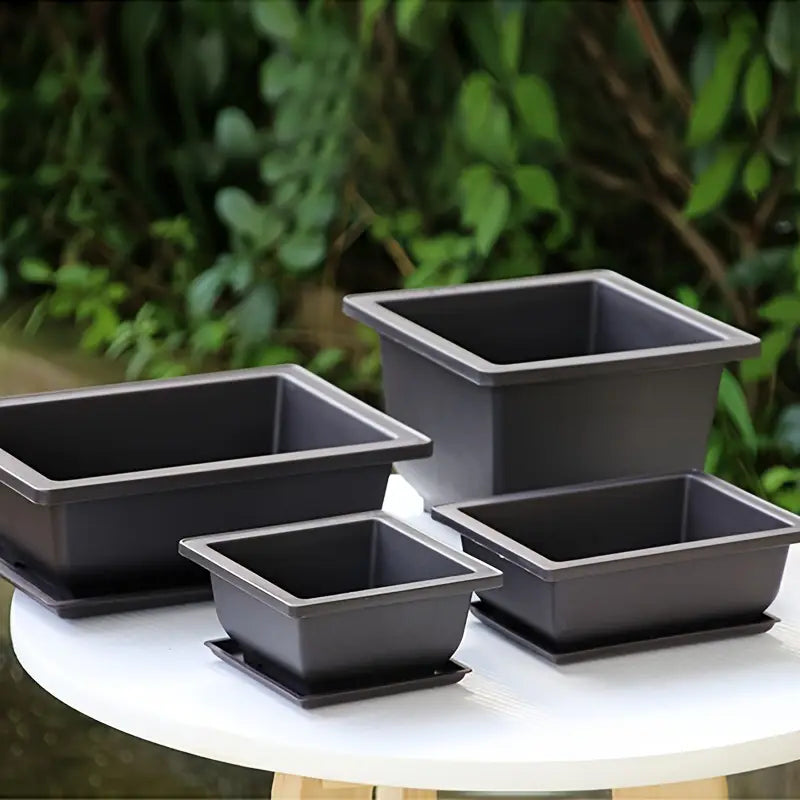 Vaso rettangolare con sottovaso per piante da giardino e balcone