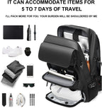 Zaino da viaggio impermeabile 50 L con scomparto scarpe e porta USB