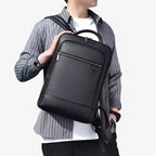 Zaino elegante in pelle con porta USB per laptop e uso quotidiano, 40 cm, nero