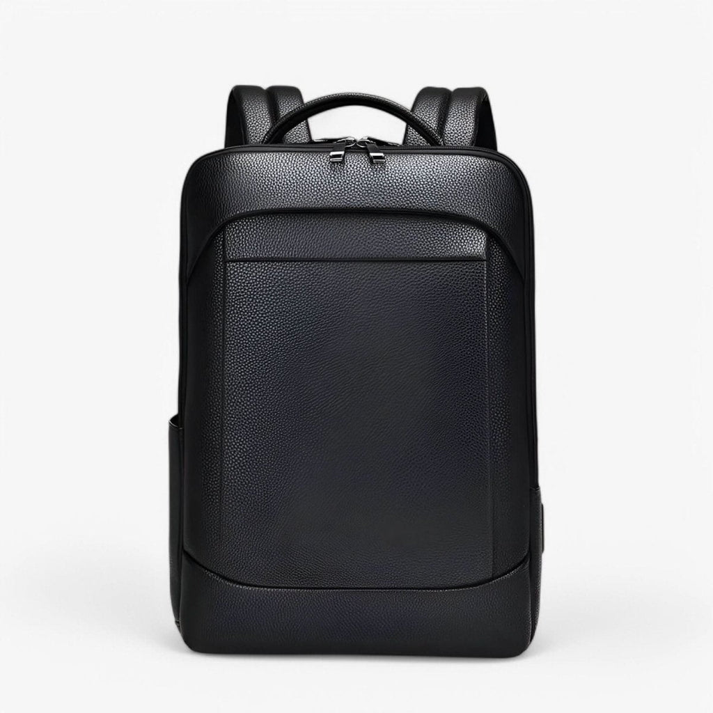 Zaino elegante in pelle con porta USB per laptop e uso quotidiano, 40 cm, nero