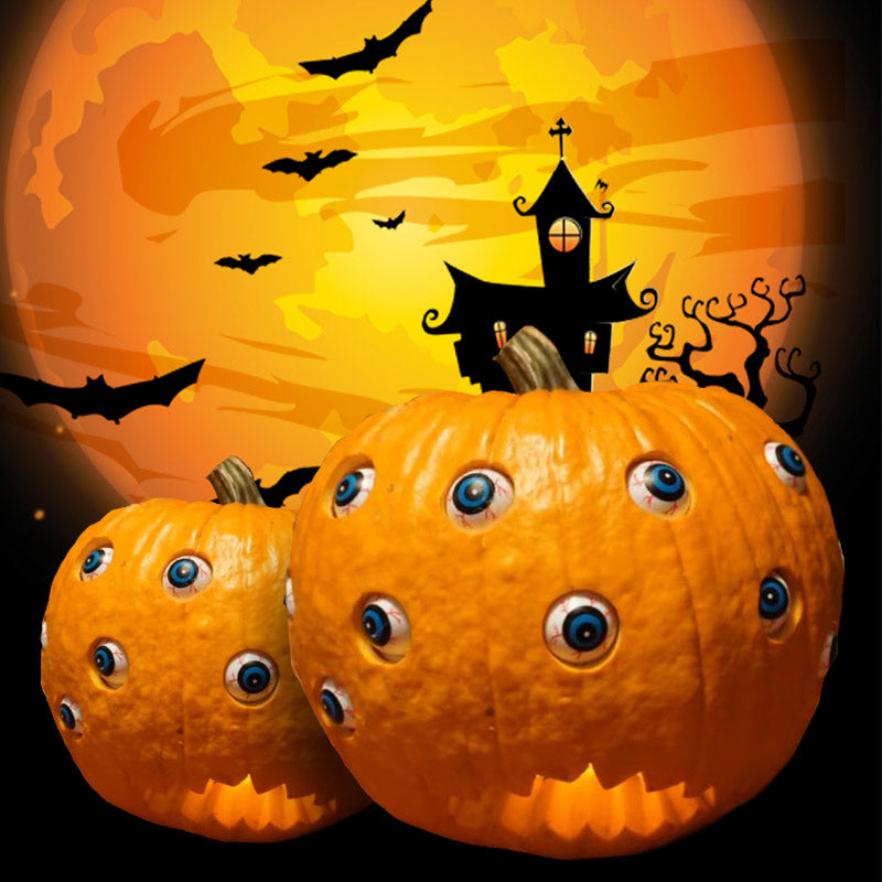 Zucca di Halloween inquietante con occhi mobili