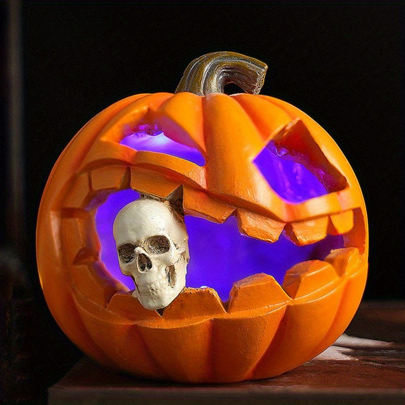 Zucca jack o'lantern con teschio decorazione Halloween realistica