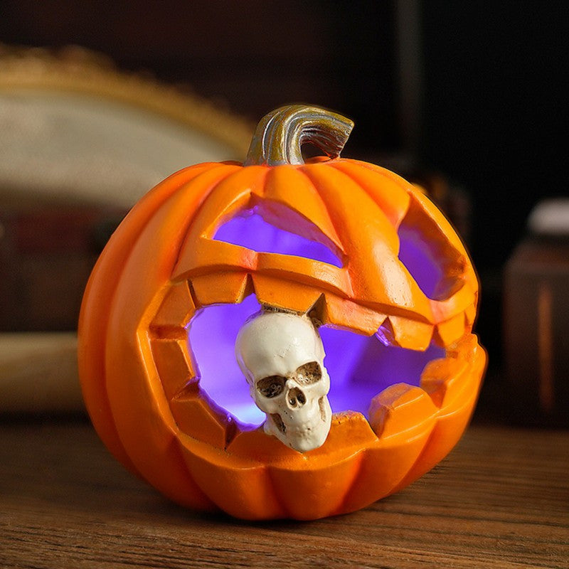 Zucca jack o'lantern con teschio decorazione Halloween realistica