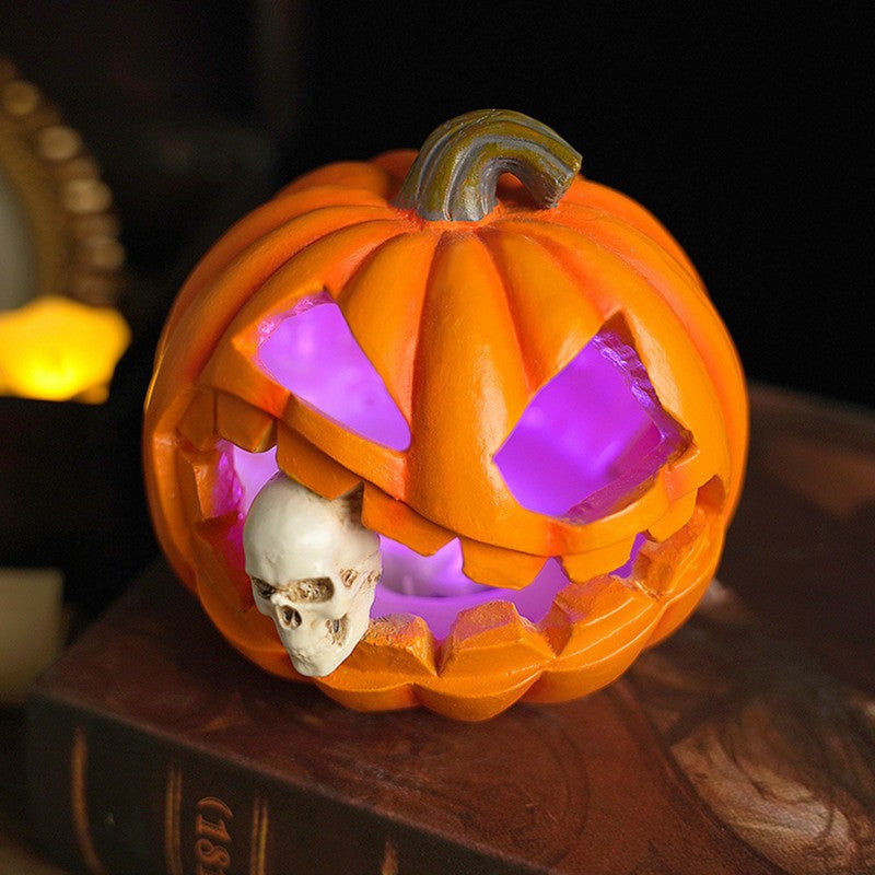 Zucca jack o'lantern con teschio decorazione Halloween realistica