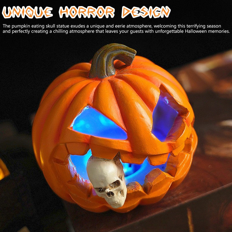 Zucca jack o'lantern con teschio decorazione Halloween realistica