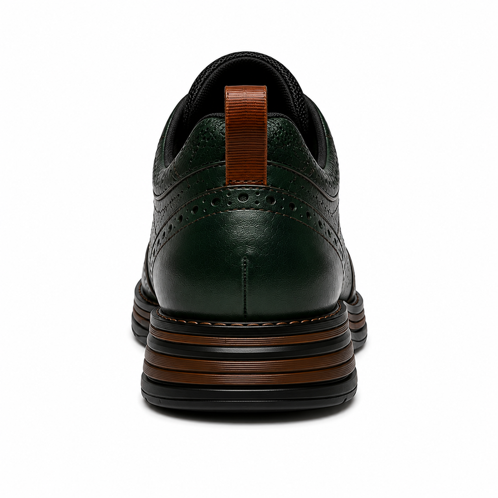 Scarpe Eleganti Uomo Brogue Verde Scuro Lucido con Suola Comfort Premium