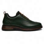 Scarpe Eleganti Uomo Brogue Verde Scuro Lucido con Suola Comfort Premium