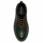 Scarpe Eleganti Uomo Brogue Verde Scuro Lucido con Suola Comfort Premium
