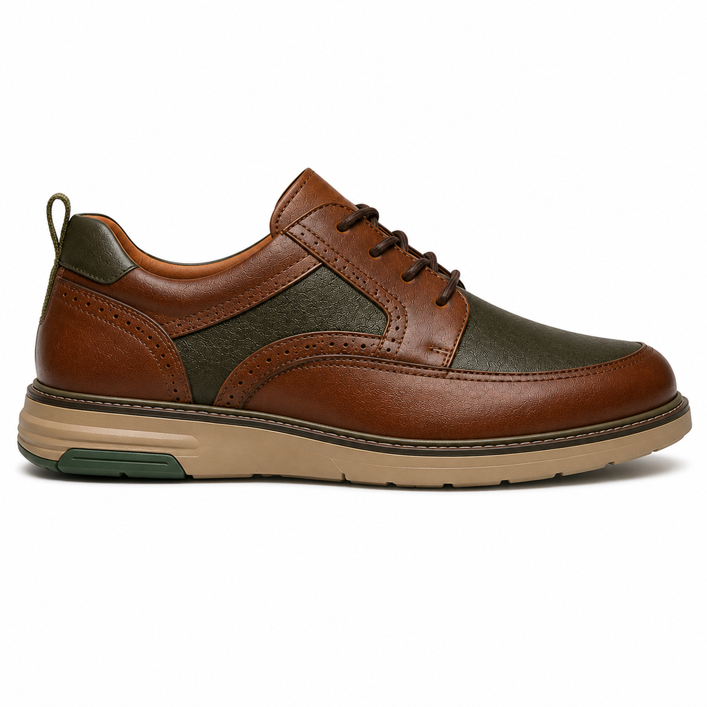 Scarpe Casual Eleganti Uomo Marrone Cognac e Verde Oliva con Suola Comfort Premium