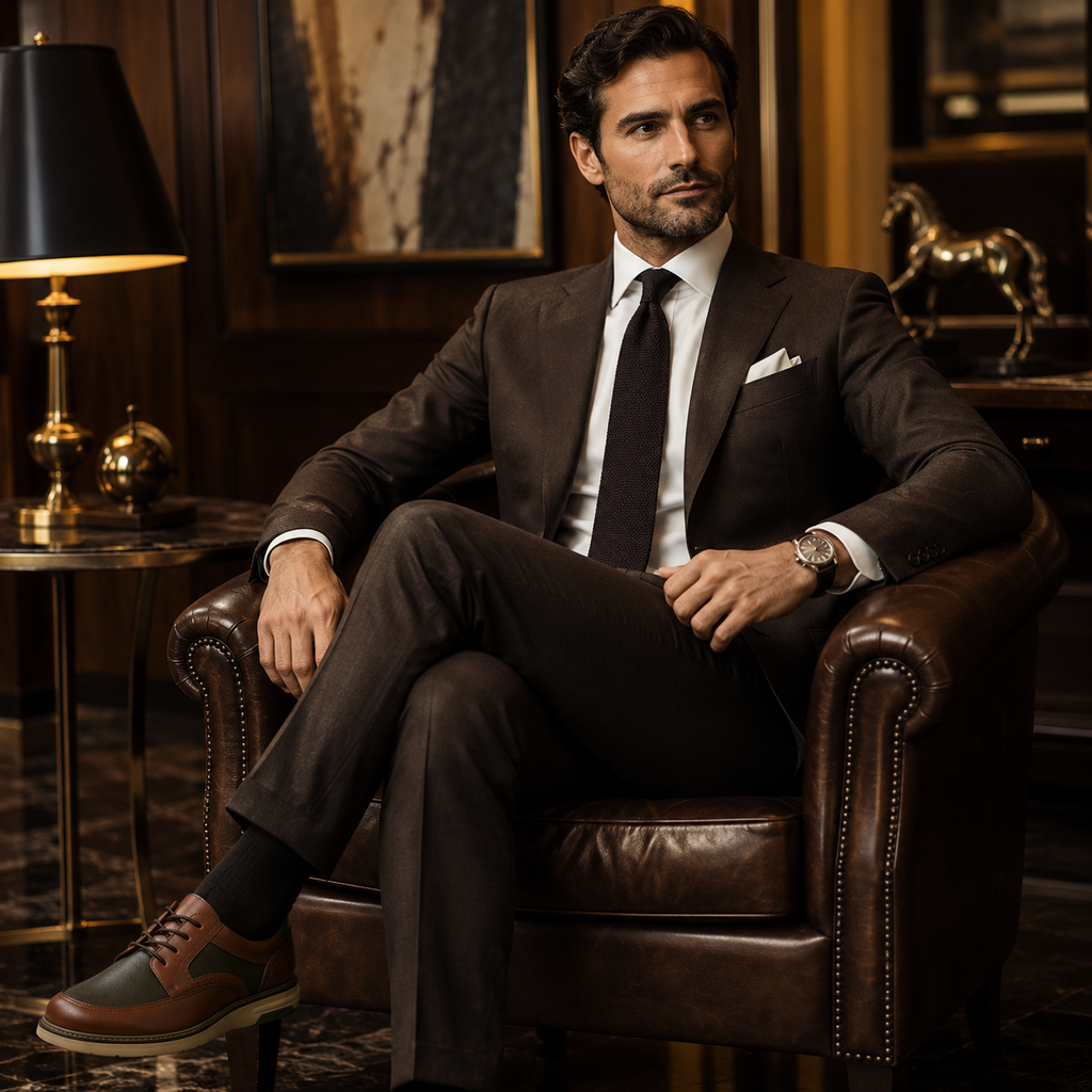 Scarpe Casual Eleganti Uomo Marrone Cognac e Verde Oliva con Suola Comfort Premium